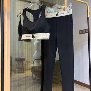 Burberry Black and Cream Activewear Set